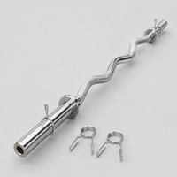 Barre de musculation incurvée AUGER Olympic EZ de 2 pouces en acier chromé avec colliers à ressort pour biceps, triceps et musculation