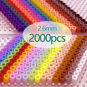 Contas de plástico para artesanato, 2.6mm, 2000 peças/saco, perler, hama, brinquedo, educacional, colorido, spray, água, fusível, miçangas, brinquedos para crianças, imperdível
