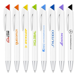 Stylos à bille promotionnels personnalisés en plastique enduit de caoutchouc doux au toucher Zimi Nb765 <span class=keywords><strong>impression</strong></span> de logo de bannière/plume multicolore - Product Image 1