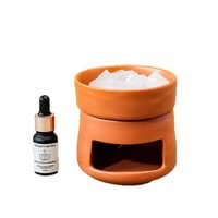 Pembakar Aromaterapi Keramik Buatan Tangan untuk Dupa Sage, Minyak Esensial, Batu Kristal Putih Alami, Batu Demagnetisasi
