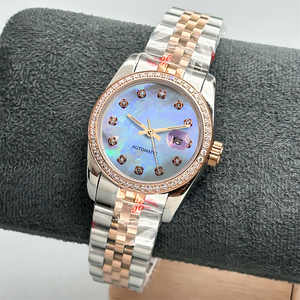 Montre pour femme de luxe OEM NH05, mouvement mécanique, cadran en nacre, bracelet <span class=keywords><strong>Jubilee</strong></span>, verre saphir, date - Product Image 4