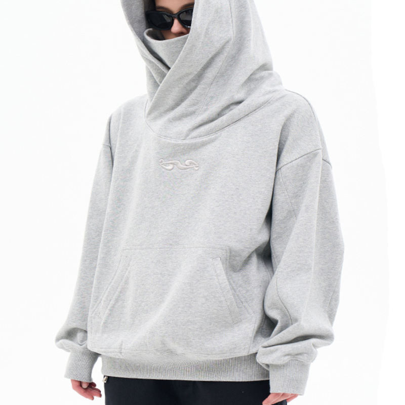 Fashionable OEM Design Customized Solid Color Masked Hoodie Full Face Mask  Hoodies