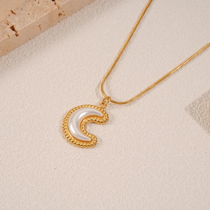 Elegante Collar con Colgante de Perlas Geométricas para Mujer, Acero Inoxidable 304, Chapado al Vacío, Resistente al Agua, Cadena que No se Destiñe, Joyería - Product Image 1