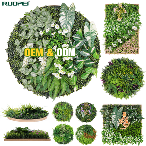 RUOPEI UV 5000H - Arte de Pared con <span class=keywords><strong>Plantas</strong></span> Artificiales <span class=keywords><strong>en</strong></span> Marco Redondo, Jardín Vertical 3D, Decoración de Interiores para el Hogar y la Oficina - Product Image 4
