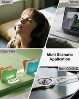 Lecteur de CD/DVD externe portable 7-en-1 USB 3.0 pour ordinateur portable/de bureau, compatible Windows 11/10/8/7, Linux, Mac OS