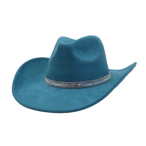 Sombrero de vaquero con diamantes de imitación de cristal iridiscente de lujo para fiesta, Festival de Música, disfraces de baile, sombreros de copa Fedora - Product Image 6