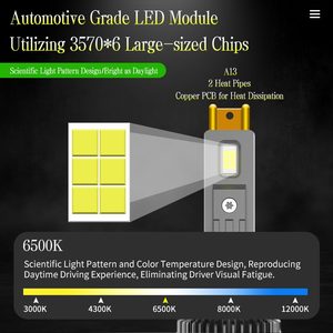 Ampoules LED avant pour véhicules H11 A13 12V 110W 10000Lm 6500K à double refroidissement en cuivre avancé, sans zone aveugle, pour améliorations de SUV haut de gamme - Product Image 2