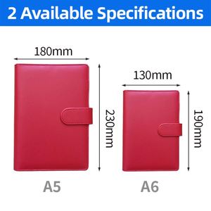 Classeurs à anneaux métalliques A5 et A6 avec porte-cartes, six trous, en cuir PU – Produit de classement personnel économique - Product Image 2