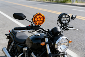 Phare de moto rond blanc de 4,5 pouces avec rétroéclairage ambre, stroboscope, triple lentille, avec interrupteur de câblage pour <span class=keywords><strong>BMW</strong></span> R <span class=keywords><strong>1200</strong></span> <span class=keywords><strong>RS</strong></span> 2015-2018 - Product Image 2