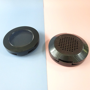 Estuche compacto redondo de doble capa vacío para polvos compactos con espejo, rejilla y almacenamiento para borlas, 59.2mm, de plástico negro para maquillaje de rubor - Product Image 4