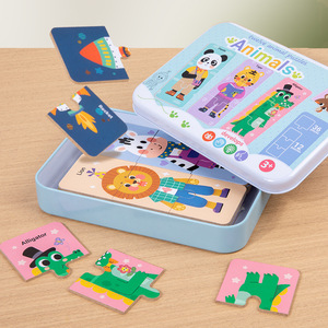 Enfants Puzzles apprentissage jouet Montessori Animal véhicule Cognition jeu début éducatif enfants Double face en bois enfant Puzzles - Product Image 4