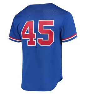 Camiseta de béisbol roja y azul personalizada, diseño de botón completo con parche de logotipo, ropa de equipo de talla grande transpirable de poliéster - Product Image 3