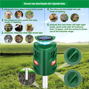 Répulsif Solaire 3 Côtés pour Animaux, Ultrasonique 360 Degrés, Anti-Oiseaux, Lumière Stroboscopique Clignotante Haute Intensité, en ABS - Vente en Gros - Product Image 1