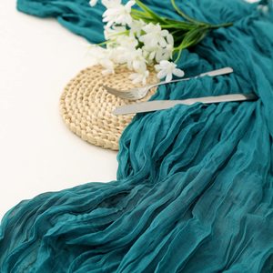 Custom Boho Wedding Arbor Gauze <strong>Fabric</strong> Decor Luxury Sage <strong>Green</strong> Cheesecloth Table Runner Woven Techniques - Product Image 5