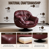 Sillón Giratorio Individual de Cuero Genuino, Estilo Moderno y Sencillo, de Alta Gama, para Sala de Estar o Balcón