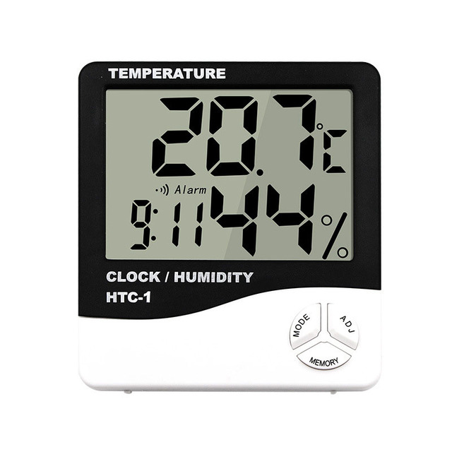 HTC-1 Digital Thermometer Hygrometer Clock Temperature and Humidity Monitor with Alarm/Alarm Calendar for Home or Office Use...