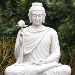 Sculpture de <span class=keywords><strong>Bouddha</strong></span> <span class=keywords><strong>en</strong></span> marbre de <span class=keywords><strong>pierre</strong></span> naturelle sculptée à la main, siège de lotus, décoration de temple de jardin, taille personnalisée BLVE - Product Image 6