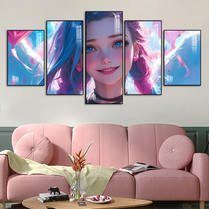Juego de Pósters Decorativos con Imágenes de Anime <span class=keywords><strong>para</strong></span> Niñas, Lienzo Artístico Colorido, 5 Piezas, Pintura Artística en Lienzo, Decoración <span class=keywords><strong>para</strong></span> Colgar en la Pared del Dormitorio - Product Image 2