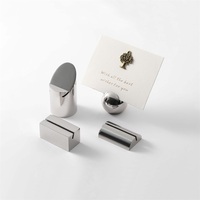 MAXERY Porte-cartes cuboïde bon marché en acier inoxydable Présentoir à cartes argenté Porte-photos en acier inoxydable pour cadeau de menu d'hôtel