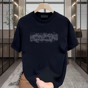 Nouveau T-shirt tricoté surdimensionné pour homme 2025 – Respirant, 100 % coton, broderie au col, haute qualité, décontracté - Product Image 5