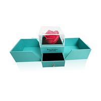 Coffret cadeau double porte pour la Saint-Valentin Boîte à bijoux personnalisée en carton acrylique Vie éternelle Fleur Rose Collier