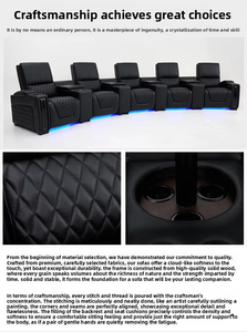 <span class=keywords><strong>Canapé</strong></span> inclinable <span class=keywords><strong>électrique</strong></span> 4 places en cuir noir pour home cinéma avec lumières LED, porte-gobelets et rangement - Product Image 5