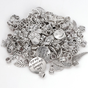 Cuentas de aleación con agujero grande, dijes de color plata antigua, cuentas espaciadoras vintage para la fabricación de joyas DIY, pulseras y collares - Product Image 1