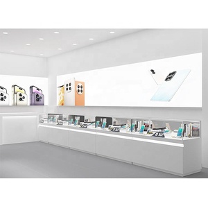 Kiosque de vente au détail personnalisé, accessoires pour téléphones portables, décoration de boutique de téléphonie mobile, comptoir d'exposition en verre blanc pour magasin de smartphones - Product Image 3