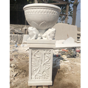 Jardinières extérieures en marbre blanc Pots de fleurs romains Vente en gros - Product Image 5