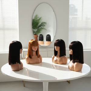 Cheveux humains brésiliens Remy de grade 12A, couleur naturelle, double tirage SDD, courts, pour perruque en dentelle, franges, sans nœuds, doux et brillants - Product Image 1