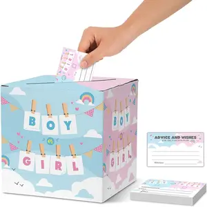 Boy Girl Gender Reveal Ballot Baby Shower Card Box And Advice Cards Party Favors Decorations Card Game And Paper Gift Boxes