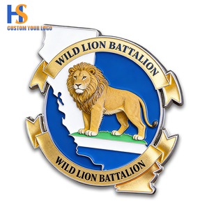 Pièce de monnaie ronde en métal avec contour de lion sauvage de Californie et accents de flèches, gravée sur mesure, 3 pouces, faible MOQ, souvenir - Product Image 1