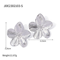 Gaovo Anting-Anting Bunga Warna Emas Bahan Stainless Steel untuk Wanita, Perhiasan Fashion Bertekstur, Aksesori Hadiah Koleksi