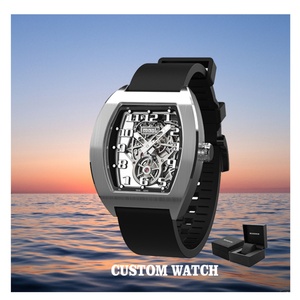 Luxury Men's <b>Skeleton</b> Mechanical <b>Watch</b> Custom Logo <b>Automatic</b> Movement Water Resistant Silicone Wristband Customizable Uhren - Product Image 1