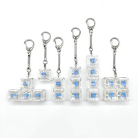 Cute Transparent Stress Relief Fidget Clicker Keychain with LED Lights Custom Logo Keyboard Fidget Toy Keycap Keychain