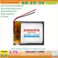 Baterai Lithium Ion Li-Ion Polimer 3.7V 400mAh 602530 2 Kabel untuk Earbud, Smartwatch, Speaker, MP3, GPS, HEADPHONE, HEADSET, TWS L257