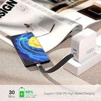 Cable USB C corto, USB 3,2 Gen 2x 20Gbps Transferencia de datos 100W PD Cable plano de carga rápida tipo C, Compatible para tabletas portátiles Teléfonos