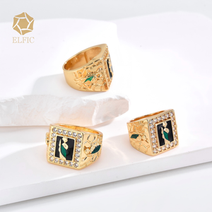 Elfic 14 k Oro Lamado Zircon Religion <span class=keywords><strong>Saint</strong></span> <span class=keywords><strong>Jude</strong></span> Hommes Jésus Anneaux Charmes Bijoux En Gros - Product Image 2