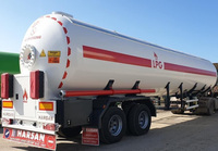 Semi-remorque GPL 57000L, 2 essieux, 8 roues, capacité de charge de 27 tonnes, citerne à gaz de pétrole liquéfié certifiée ASME avec système de comptage