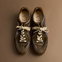 Chaussures décontractées pour hommes, style de marque de créateur, faites à la main, effet vieilli, semelle souple, légères, en cuir de cheval lavé, vente en gros