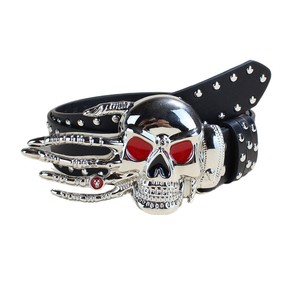 Punk cá tính của phụ nữ tối phong cách vành đai Halloween quần vành đai khóa đầu hộp sọ lớn độc đoán phóng đại vành đai đinh tán cho phụ nữ - Product Image 6