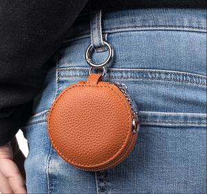 Bolsa de Almacenamiento de Lápiz Labial Redonda de Cuero Vacuno con Espejo, Nueva Llegada de Moda - Product Image 4