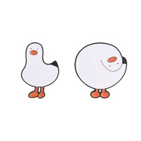 En gros, Broche de revers en alliage de zinc avec émail souple, motif Mouette Mignonne et Ronde, imprimée UV, pour sac à dos, veste, chapeau, Prêt à expédier