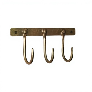 Antique Wall <b>Hooks</b> & <b>Rail</b> With 3 Holder Heavy Duty Brass Cloths hanger <b>Hook</b> Door & Wall Mount Hardware Accessories Factory Price - Product Image 1