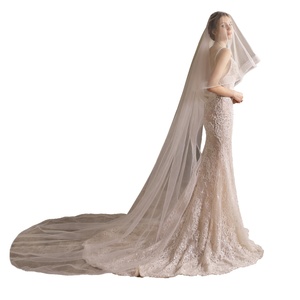 Élégant Simple Long Voile de Tulle avec Peigne Doux Cathédrale Trailing Mariage Voile de Mariée Accessoire - Product Image 1