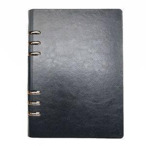 Carnets de notes professionnels en cuir PU de luxe, reliés cousus, écologiques, design populaire, noir, logo personnalisé pour les réunions de bureau - Product Image 1