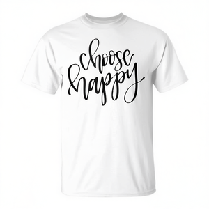 T-shirt inspirant avec citation Happy Quote, blanc, col rond, taille adulte unisexe - Product Image 3