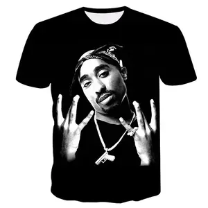 Free Shipping Ready to Ship High Quality Customized Polyester Cotton Men 3D Graphic Tee T Shirt 2pac Clothing