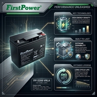 Batería de respaldo FirstPower FP12200 12V20Ah AGM VRLA de descarga estable y alta seguridad para equipos médicos