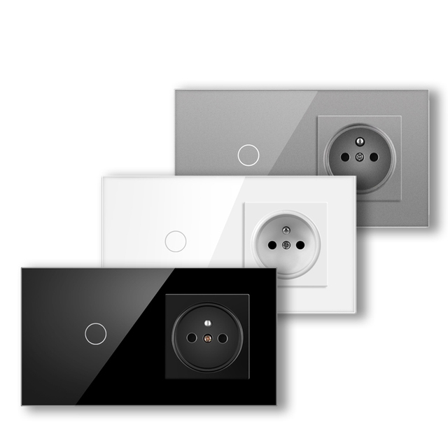 NOVSKI 157*86 mm FR Standard 110--250V 16A 1 Gang  Wall Switch with One Socket for Home